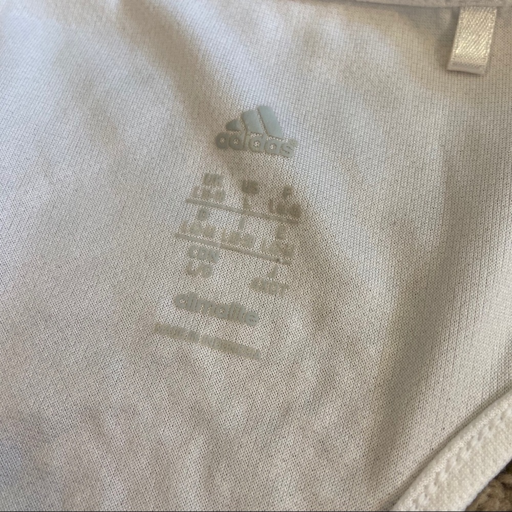 Adidas White Yellow Stripe Athletic Workout Tank Top Shirt Large - Picture 3 of 11